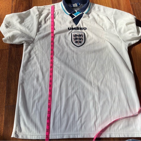 England Team Jersey Home football Soccer shirt 1995 - 1996 Umbro Men Size XL - Picture 10 of 13
